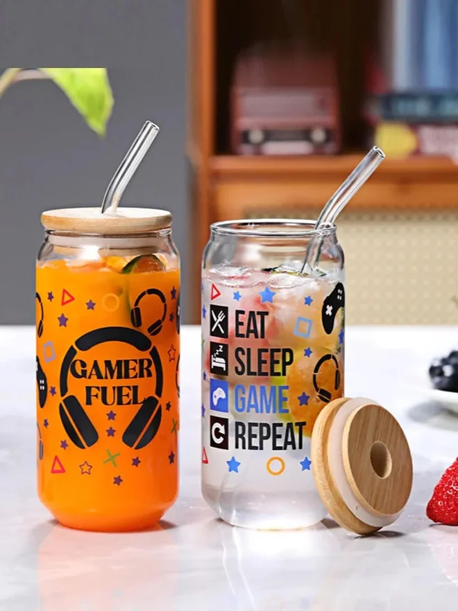 1Chase 1CHASE Set of 2 - Gamer Sipper Glass, 550ml